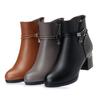 Women boots women genuine leather boots Genuine Leather high heeled ankle boots thick wool winter snow boots  free shipping