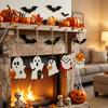 Seasonal Wooden Decorations Halloween Ghost Hanging Sign with Hemp Rope, Cute Rustic Pendants for Home Party Wall Holiday Decor