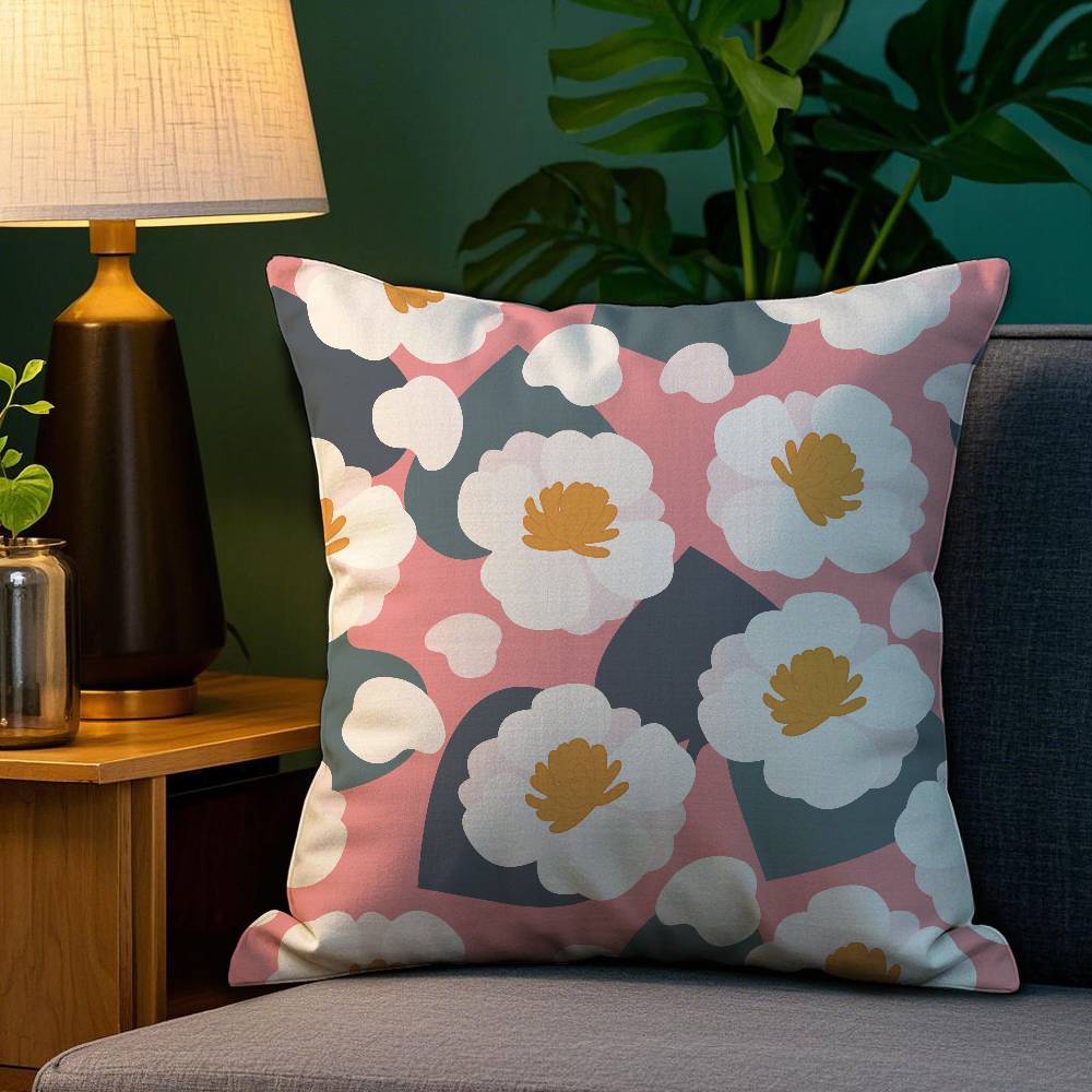 Colorful Flowers Pillow Case Plush Fabric Soft Double Sided Print Home Sofa High Quality Cushion Cover Throw