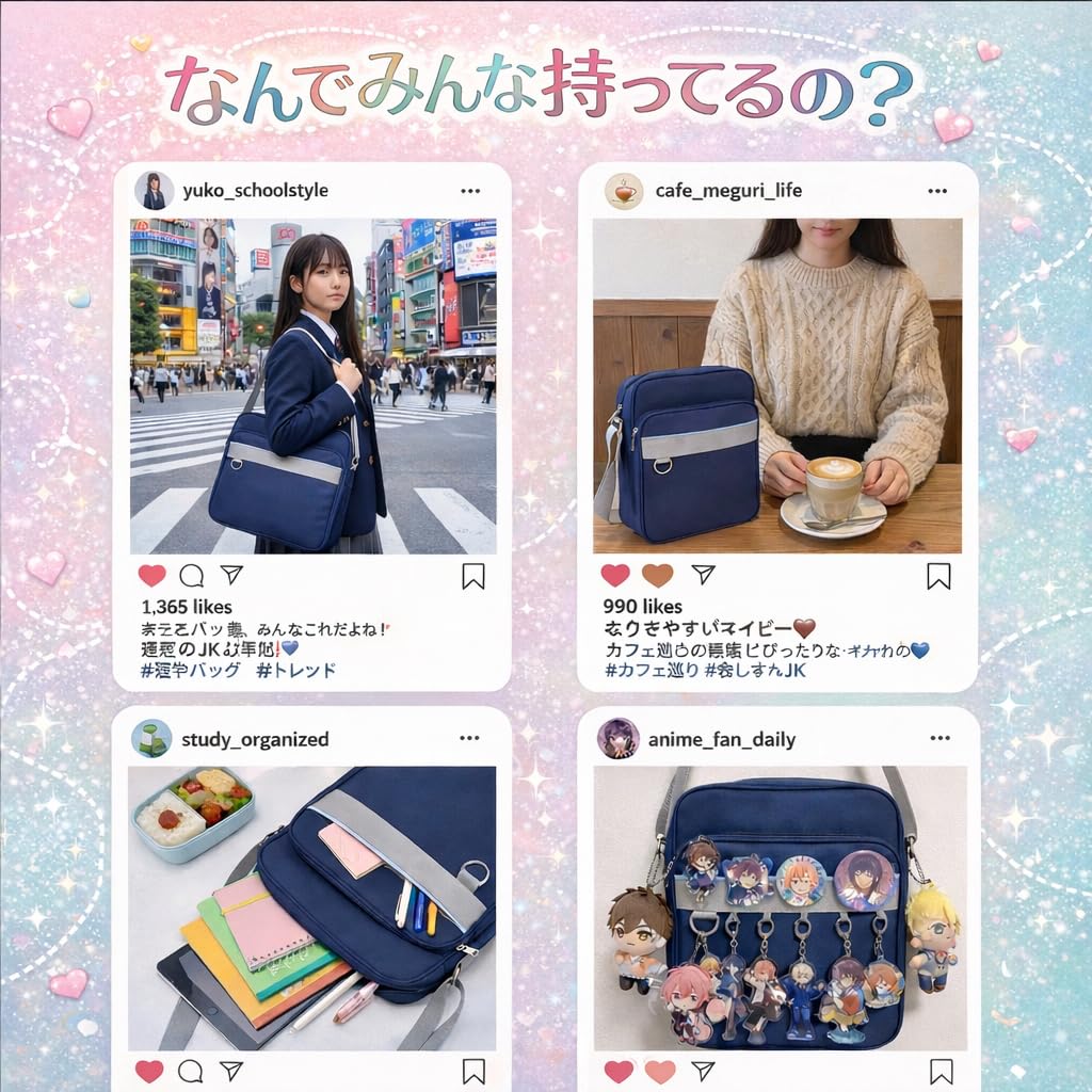 SCHOOL HERO School Bag (Perfect for Commuting to School Stylish and Durable Nylon Bag for A4 Size) Compact Sub-Bag, Shoulder Bag, Boston Bag for