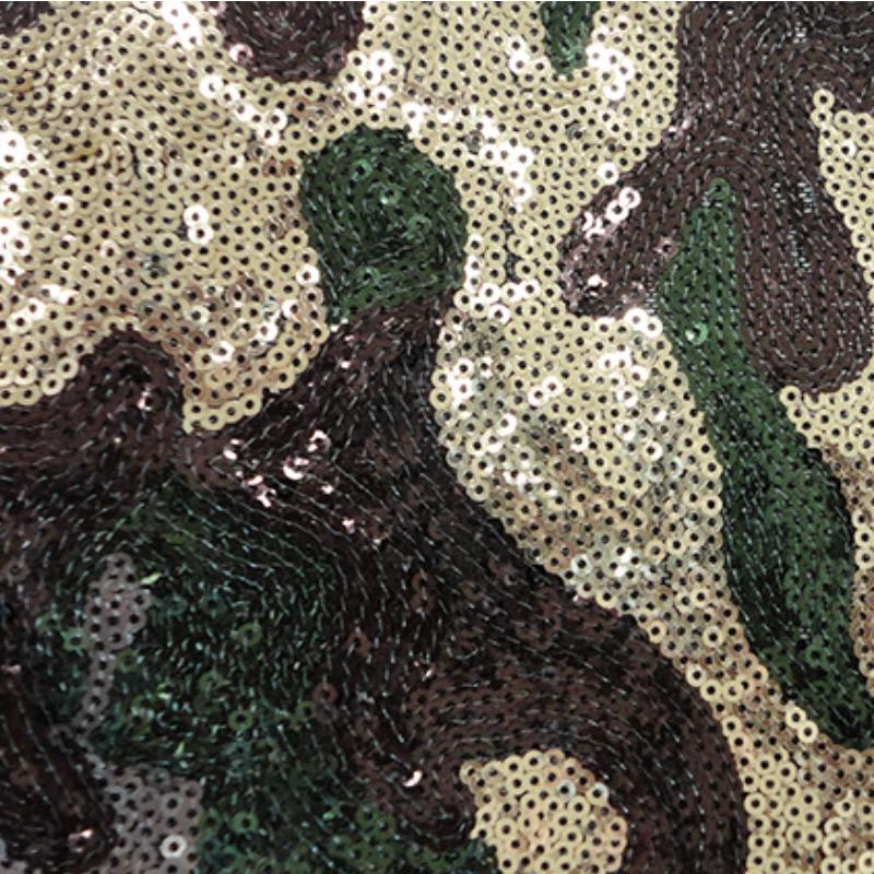 1yard African Lace Sequin Embroidered Fabric Camo Embroidery Cloth 3MM Beaded Lace Sequin Fabrics for DIY Sewing Clothing