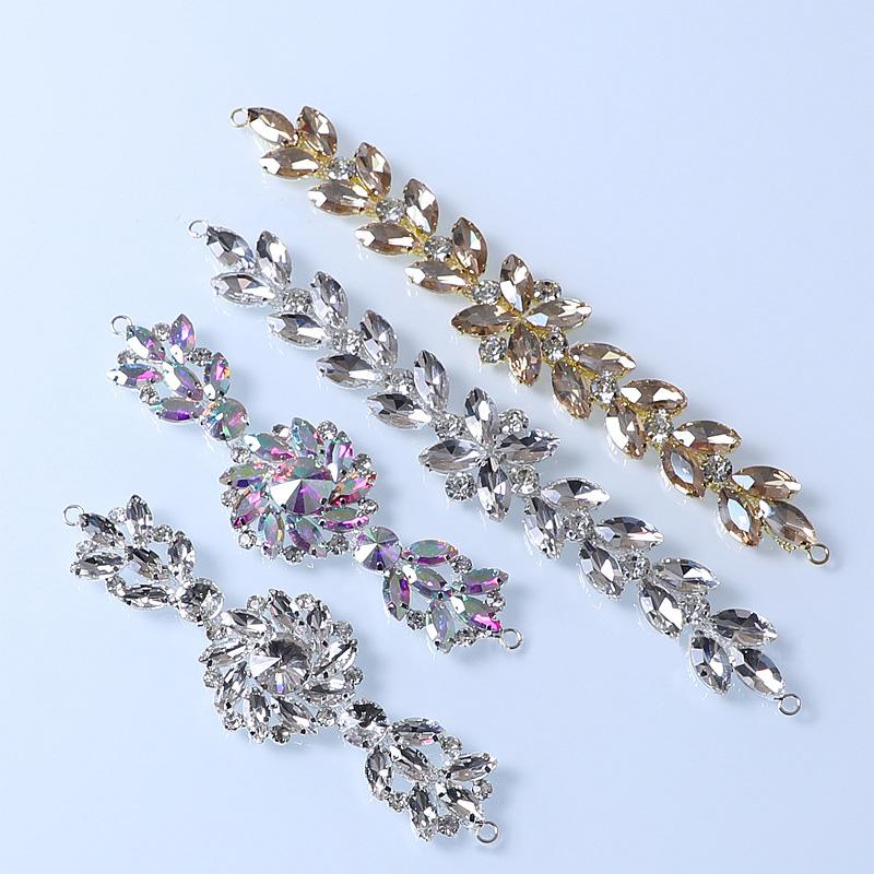 1PC Sew-On Trim DIY Marquise Teardrop & Round for Clothes Shoes Bags Belt Sash Appliques Glitter Wedding Dress Rhinestone Chain