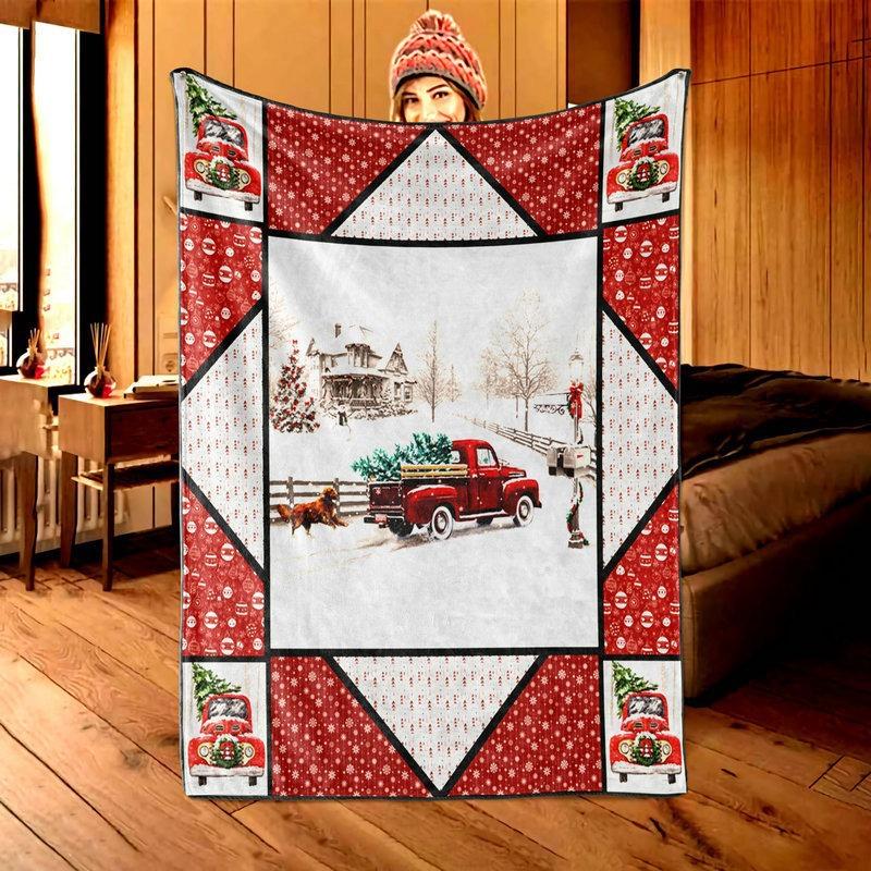 Christmas Cartoon Pattern Digitalprinted Polyester Bedroom Velvet Flannel Soft Sofa Cover Blanket Fleece Soft Sofa Cover