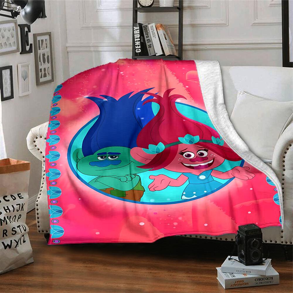 Trolls Theme Printed Blanket - Perfect for Couch, Bed, Travel & Outdoor Use | Machine Washable, Cozy & Durable.