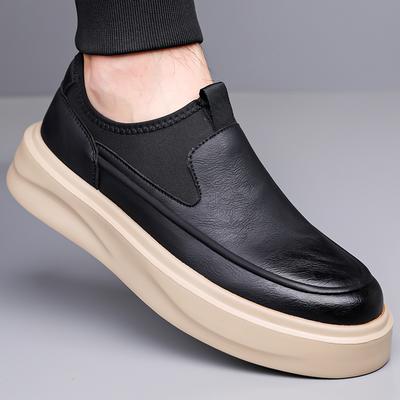 Fashion Brand Business Office Slip On Casual Leather Shoes Fashion Non Slip Men High Quality Loafers Shoes Thick Soled Soft Daily Shoes