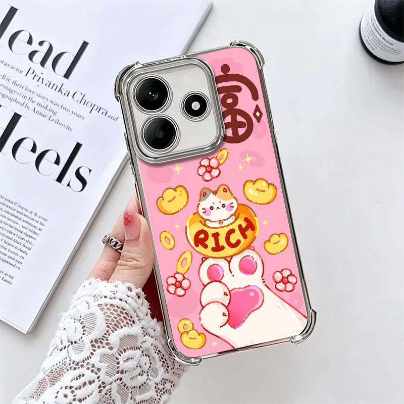 Lucky Cat Maneki Neko Japanese Soft Phone Case For Xiaomi Redmi Note 14 15 Pro Plus 13 12 11S 11T 5G 10 9S 9 Plating Anti-Fall F