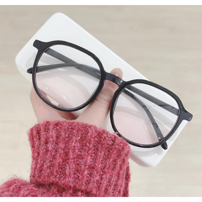 2-Pacs -- The New Ins Retro-Makeup Fashion Premium Blush Glasses Anti-Blue Light Flat Lens