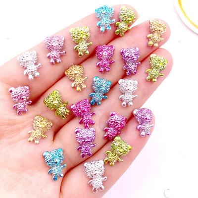 50 peças de resina fofa colorida glitter mini cristal urso flatback strass e decorações
