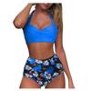 Women Vintage Swimsuit Two Piece Retro  Ruched High Waist Print Bikini Set