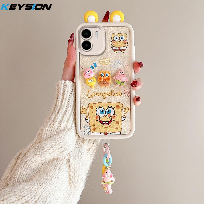 

Чехол KEYSION Cute Ear 3D Cartoon для Redmi A2 A1 с браслетом, мягкий силиконовый противоударный чехол для телефона Xiaomi Redmi A1 A2 for Redmi A2