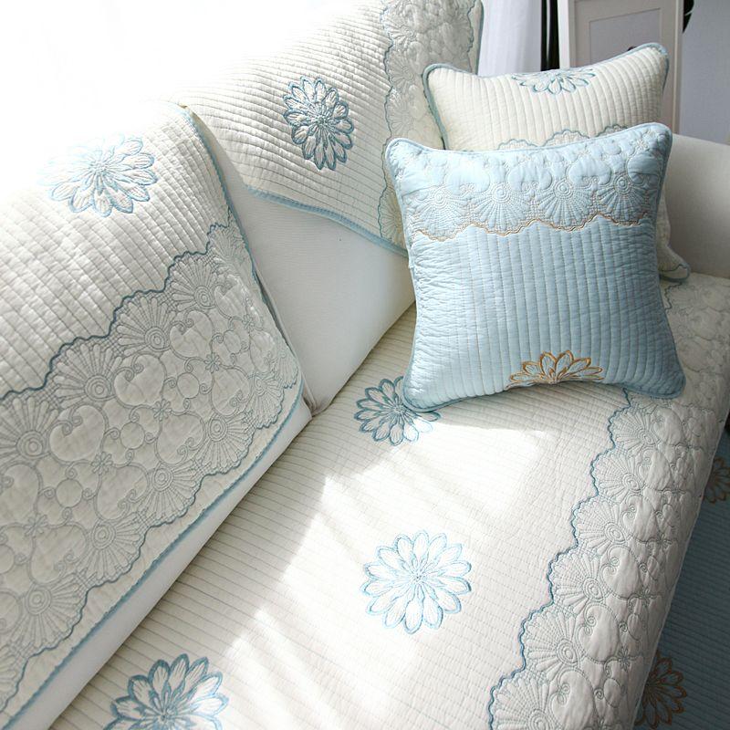 

Pure Cotton Sofa Cushion Cushion Non Slip Simple Cloth Modern Scandinavian All Year Round Neutral Double-Sided Washed Cotton Embroidered Cover Beige 70*70 available backrest armrest