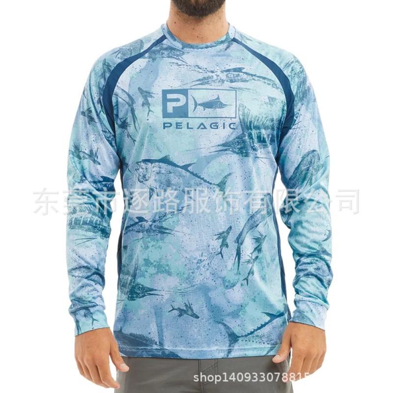 Long Sleeve Fishing Shirt Men UV Protection Breathable Quick Dry Outdoor T-Shirt