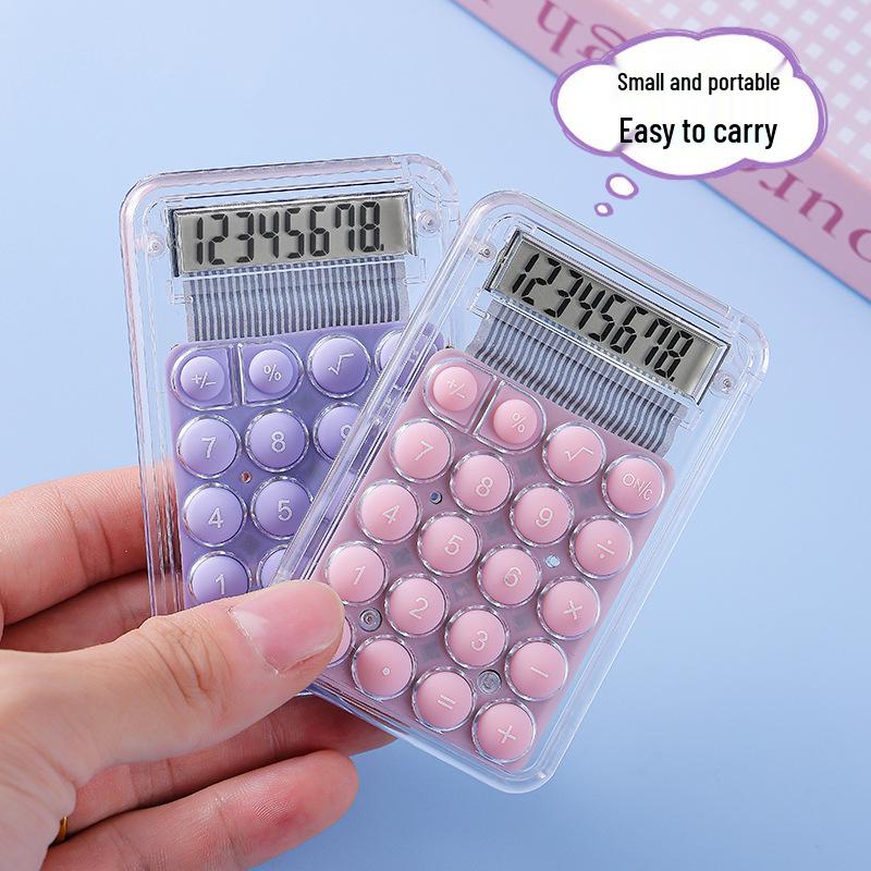 Adorable Mini Transparent Calculator - Handheld, Portable, Candy-Colored Student Gift