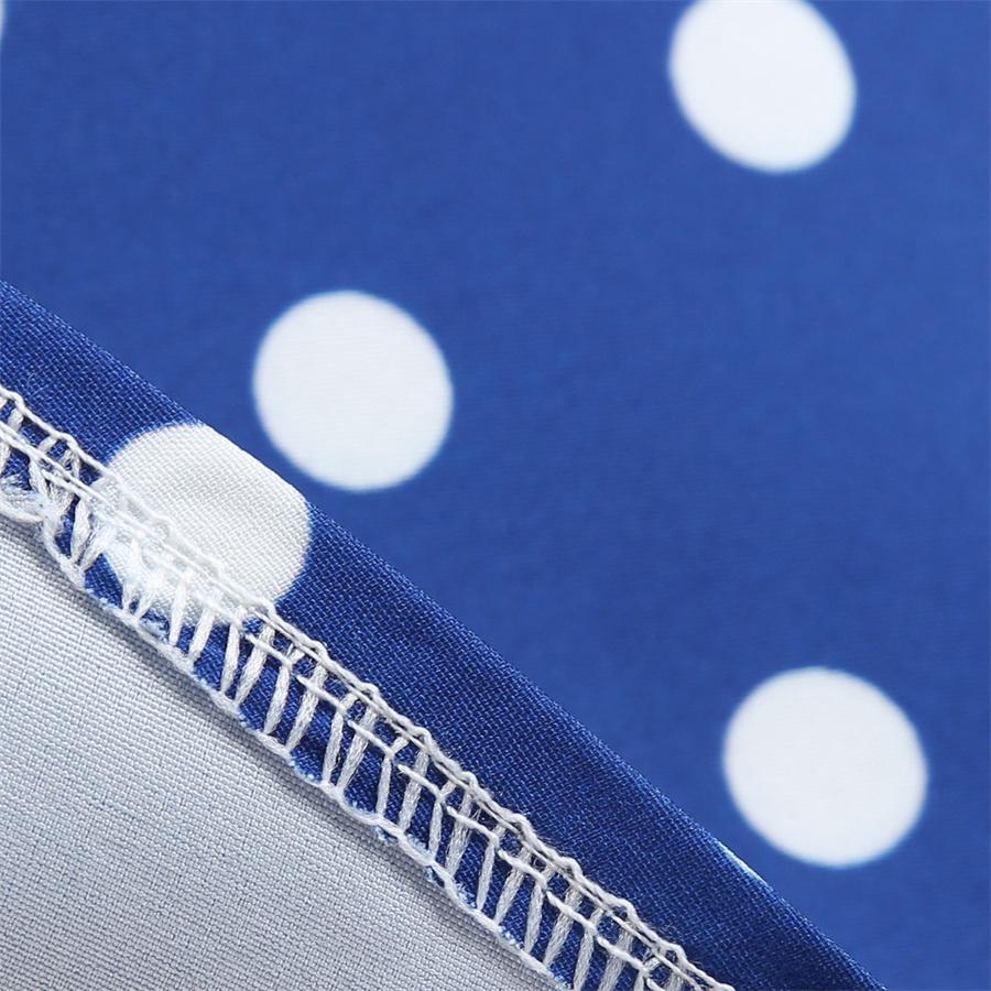 Retro Women's V Neck Short Sleeve Polka Dot Print Lace Up Waist Dress