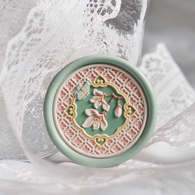 Flowering Period Fine Embossed Lacquer Seal Head Shaped 3D Modeling Hand Account Envelope Sealing Wax Sealing Decoration