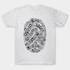 Men Black Print T-shirt Musical Fingerprint By Tobe Fonseca No-Cut Transfer Paper Print Cotton Tshirt