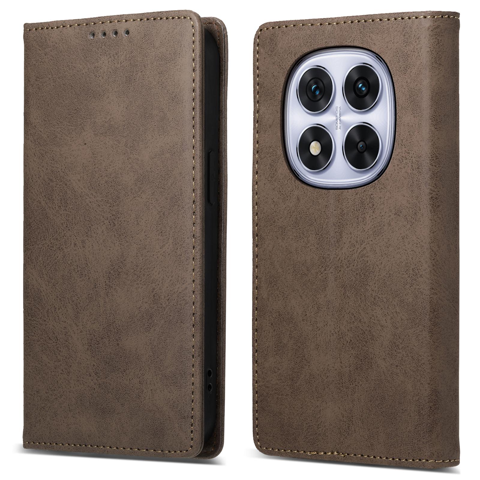 

For Xiaomi Redmi Note 14 Pro 4G Wallet Case RFID Blocking PU Leather Phone Cover Brown