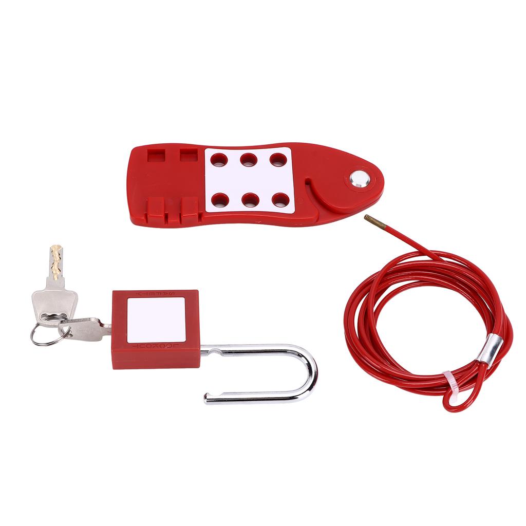 2m6.56ft Cable Lockout Fish Shaped Hasp 38mm Padlock Set Stainless Steel for Chemical Industry