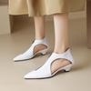 Fashion Kaky's New Pointed Hollow Mesh Oversized High New Pointed Zipper Cowhide Mid Heel Hollow Out Women's Single Shoe High Top Shoes