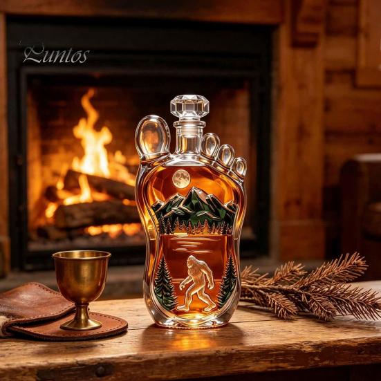 High Borosilicate Glass Bottle Sasquatch Foot Whiskey Bottle, Shaped Wine Container Decorative Liquor Decanter for Home Kitchen Bar Parties