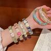 Enamel Chinese Flower Bangle Hollowed Floral Women's Hand Bracelet Vintage Cloisonne Bangle Ladies
