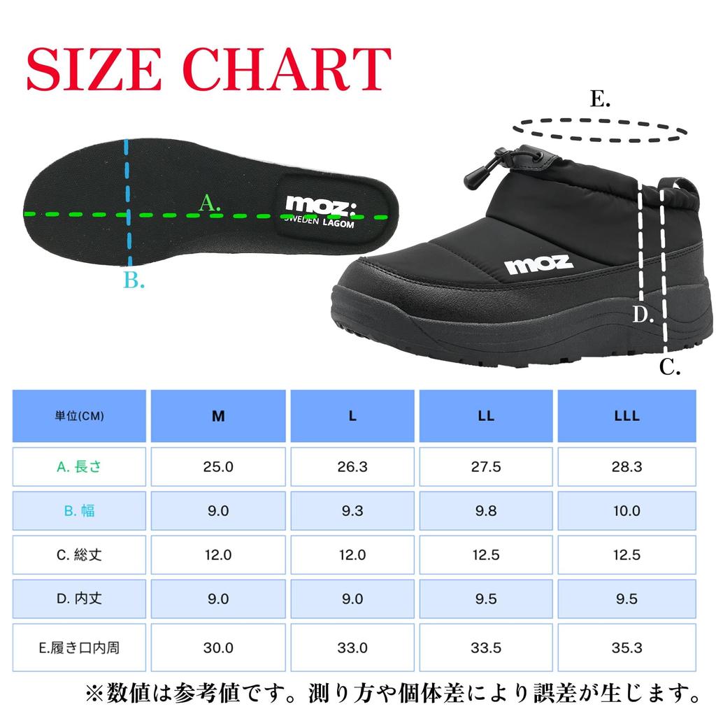 Mozu 5683 Moc Snow Cold Fleece Size M Low-Cut Boots, Autumn/Winter Waterproof, Water-Repellent, Weather, Non-Slip, Lightweight, Padded, Lining,