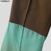INCERUN Herren Casual High Waist Transparent Farbverlauf Patchwork Lange Schlaghosen