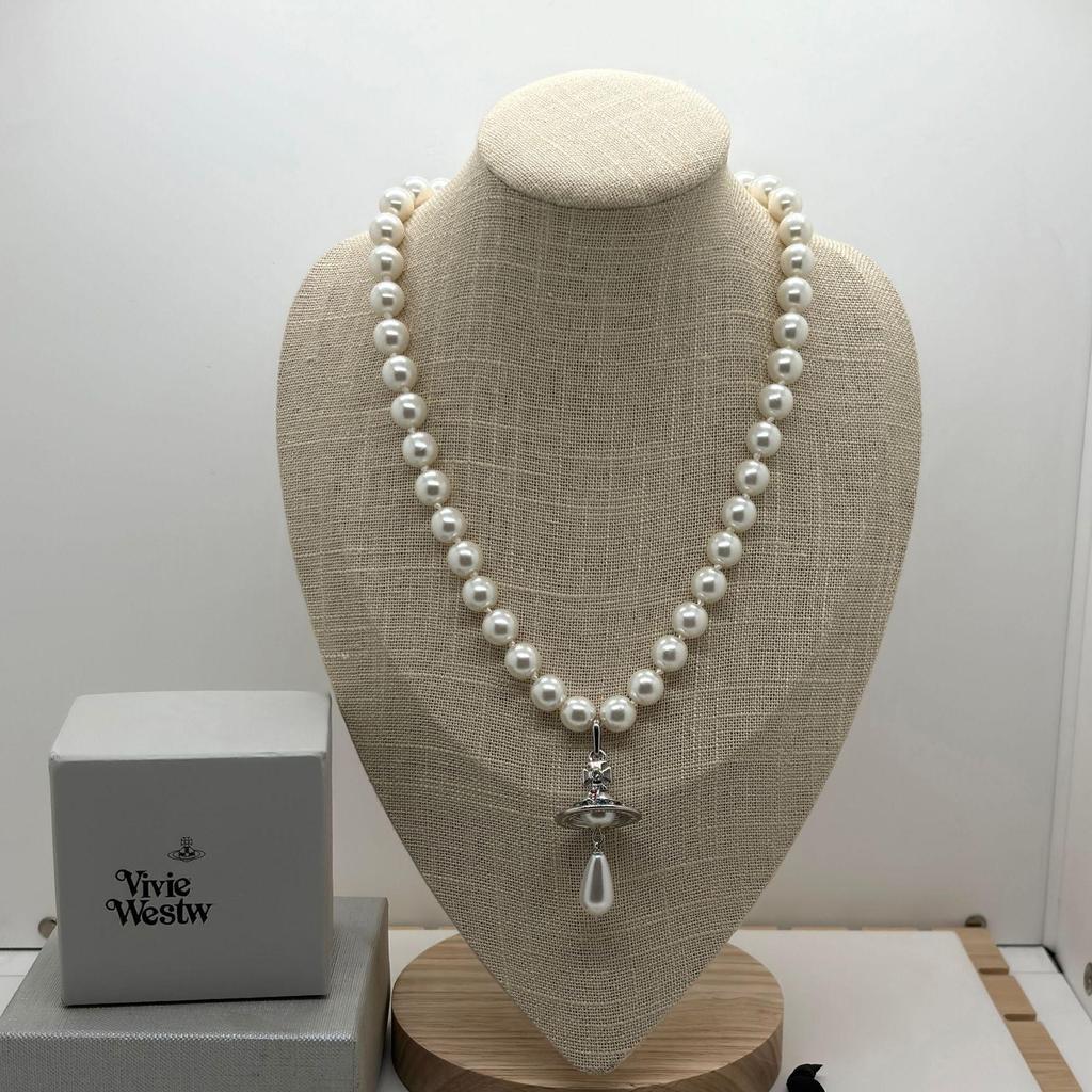 Vivienne High-End Three-Layer Pearl & Diamond Saturn Necklace for Women