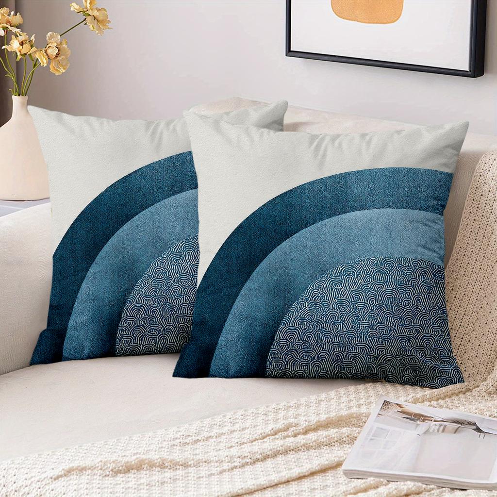 Pieces Set of Navy Blue Boho Arch Throw Pillow Covers Pattern Cushion Cover Suitable for Sofa Bedroom Car Pillow Cover