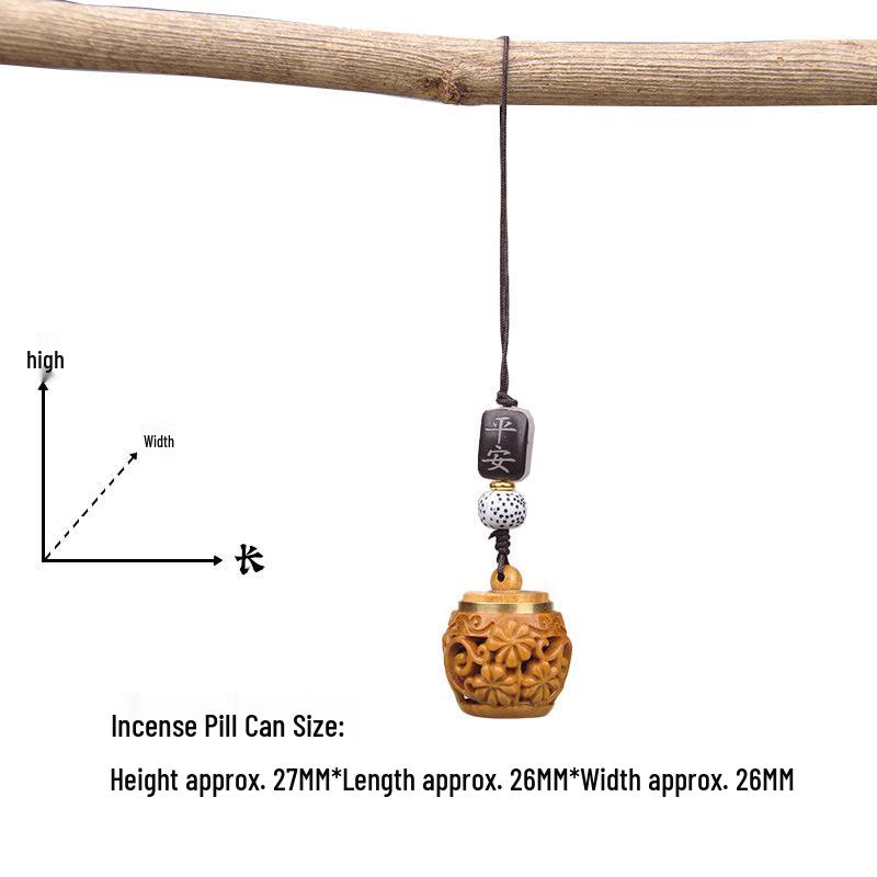 Green Sandalwood Lotus Pod Carved Keychain Pendant - Unscrewable Charm for Phones & Bags