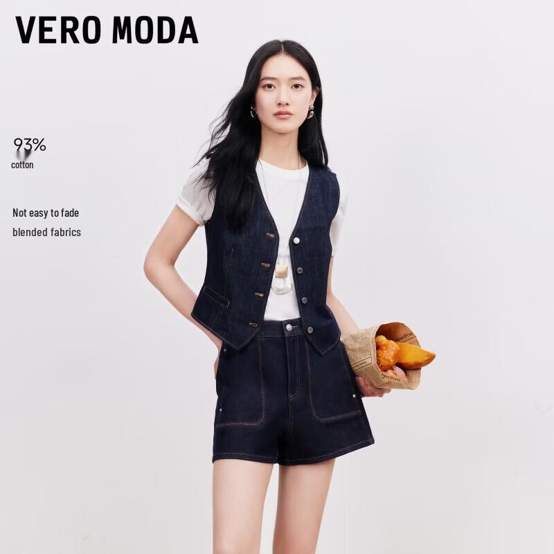 VEROMODA Women s A-Line Retro Exposed Stitch Denim Shorts L