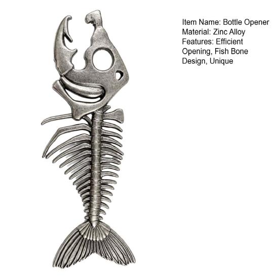 Artistic Skeleton Style Opener Vintage Fish Bone Bottle Opener, Heavy Duty Beer Cap Rustic Remover, Professional Kitchen Gadget for Home Bar