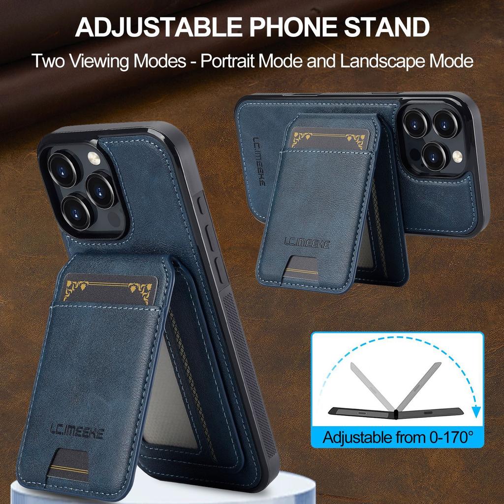 Compatible with iPhone 16 Pro magnetic card holder leather case, 15 Plus protective case, 14 Max, Apple 17 detachable phone case