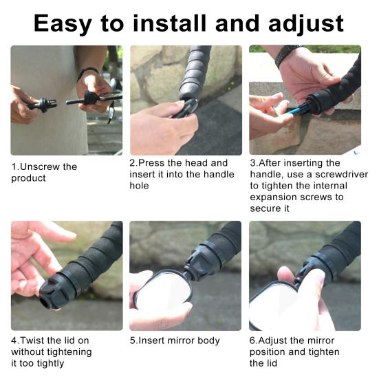 Sykkel bakspeil 360-graders roterbart Enkel installasjon Universal sykkelspeil Styre bakspeil