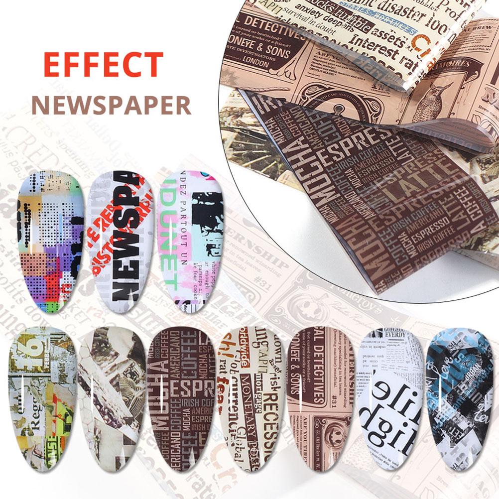 Nail art starry sky paper, trendy Instagram newspaper colors, English magazine nail transfer lace paper (10pcs/set)