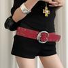 Vintage Women Wide Belt Metal Buckle Punk Style Belt Retro Leather Waistband  Girls
