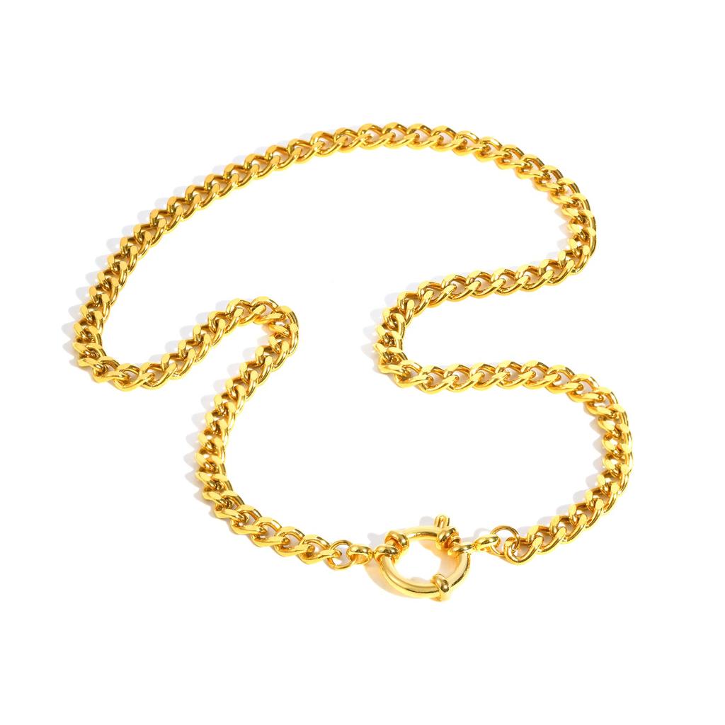 Chunky Bubble Buckle Necklace for Women,Stainless Steel Bead/Grinding/NK Chain  Necklaces,18K Gold Plated Punk Jewelry Gifts