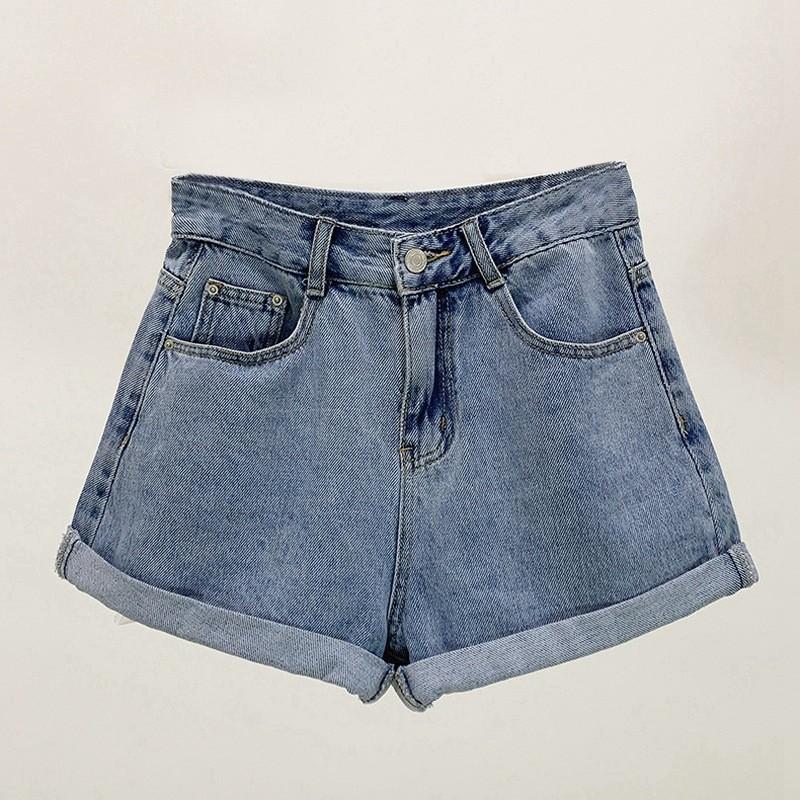 Dámské volné šortky s vysokým pasem zeštíhlující rolované do A široké nohavice Hot Pants