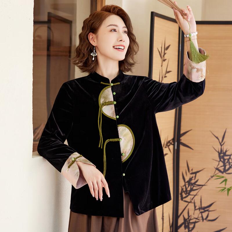 Pasite New Chinese Style Velvet Tang Suit Jacket for Mothers