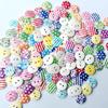 100pcs 15mm Mixed Round Pattern 2 Holes Wood Buttons Sewing Scrapbooking New