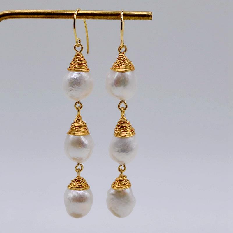 

Длинные серьги с жемчугом, натуральный белый жемчуг, золотые/серебряные серьги, винтажные длинные серьги в стиле барокко, женские свадебные украшения 9-10mm