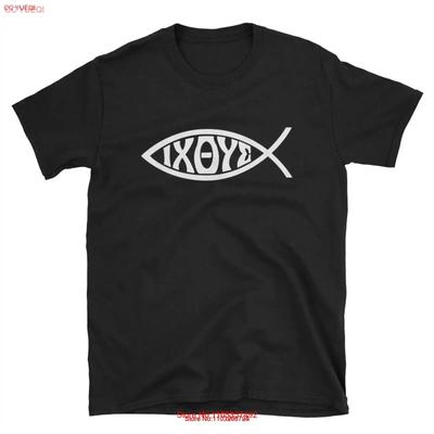 Ichthys Of Ichtus Ixoye Christelijke Vis T-shirt Vintage Designer Kleding Streetwear Licht Top Voor Dagelijks Gebruik Unisex