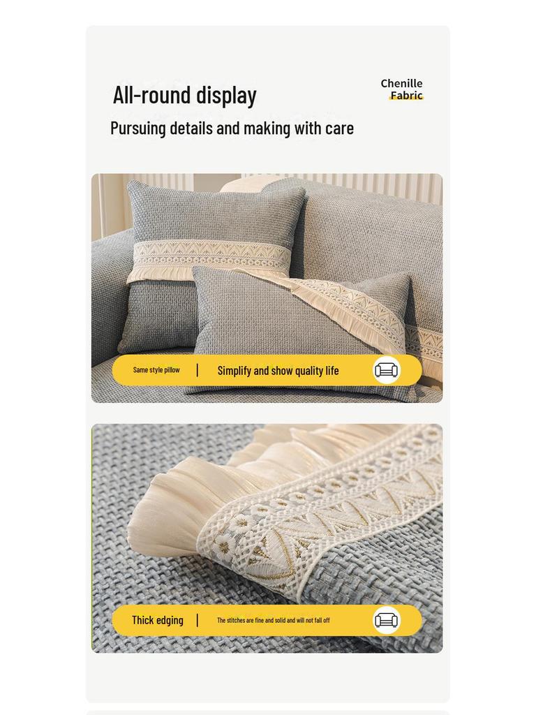 2025 Universal Anti-Slip French Cream Sofa Cushions for All Seasons