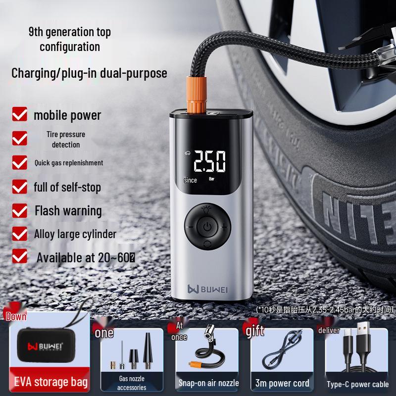 "Compact Wireless Air Pump for Bikes, Cars, and Motorcycles"