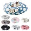 Washable Cat Tunnel Cozy Plush Cat Tunnel Bed with Hanging Balls for Indoor Kittens Small Cats Washable Donut Toy for Pets