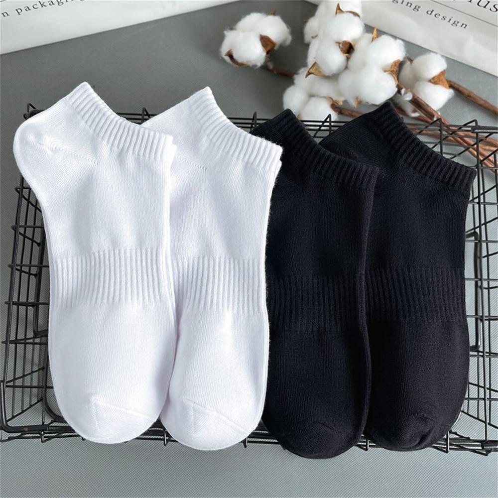 4 Pairs Classic White Black Ankle Socks Business Men Cotton Causel Socks Soft Breathable Summer Autumn Male Boat Socks