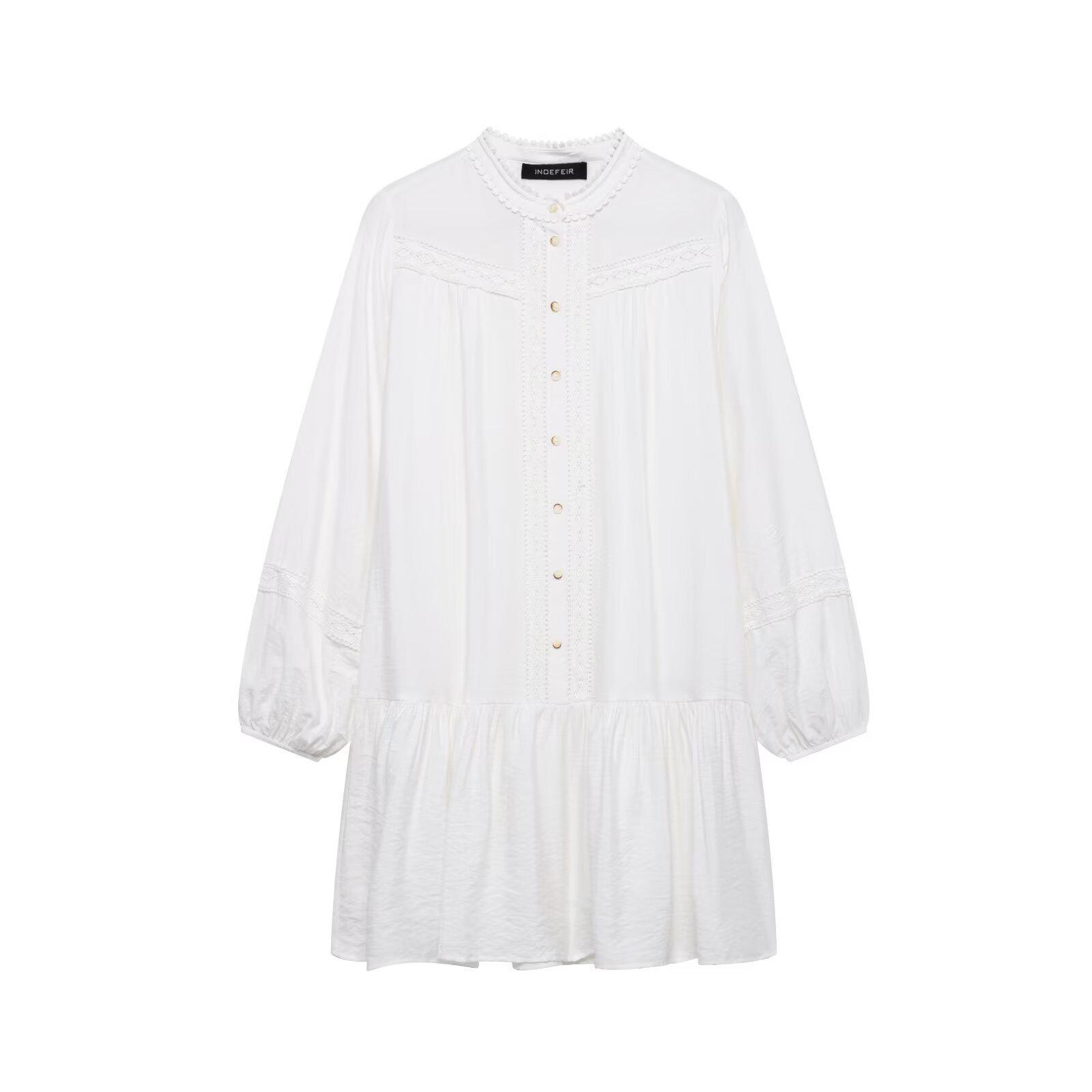 

TAOP&ZA Женское весенне-летнее свободное платье с вышивкой и ажурной вязкой M белый