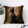 2D flat-Vintage Egyptian Bastet Black Cat Throw Pillow Cover Ancient Egypt Hieroglyphics Decorative Cushion Case for  Bedroom