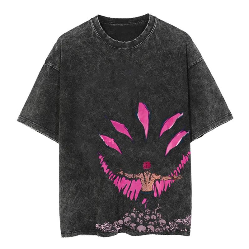 Cartoon Spell Battle Oversized Retro 3D Printed Loose Large Round Neck Cotton Short Sleeve T-Shirts Men’s