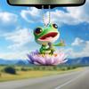 Charming Acrylic Frog With Flower Decoration Car Hanging Ornament Ideal For Car Decor
